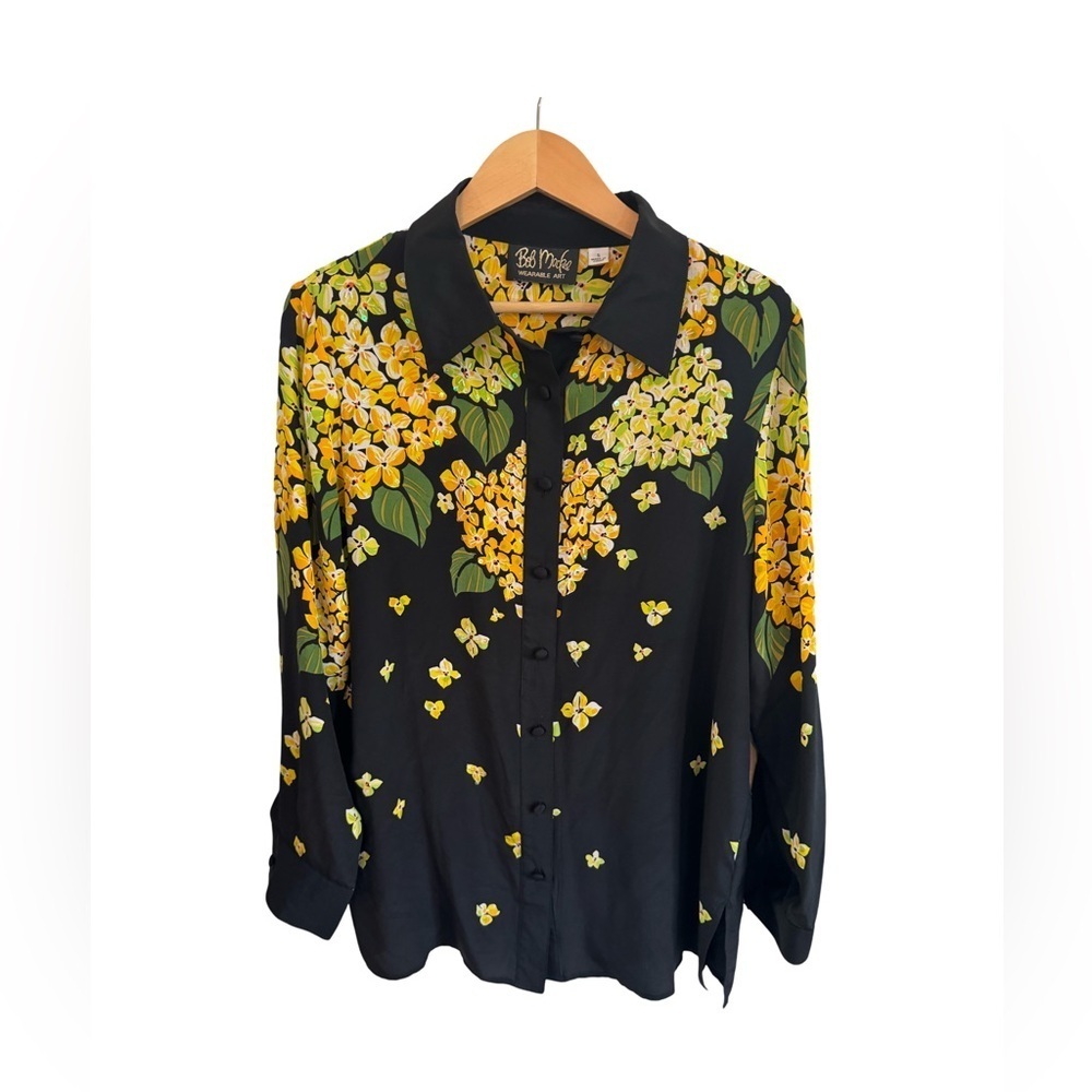 Bob Mackie wearable art 100% silk sheer 
shirt size small